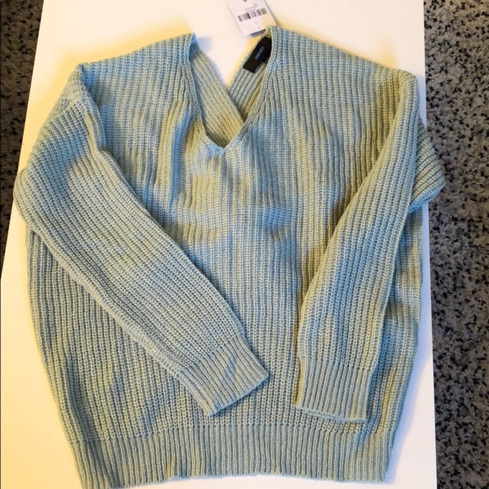 Mint green twisted-back sweater sz S